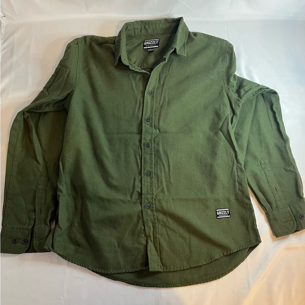 Grizzly Men's Olive Casual Button Down Shirt